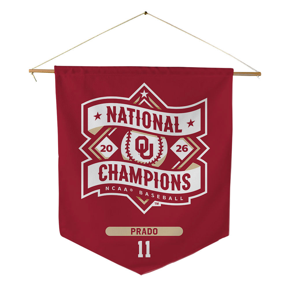 Oklahoma - NCAA Baseball : Gerardo Prado - National Champions Pennant - 18" x 21"-0