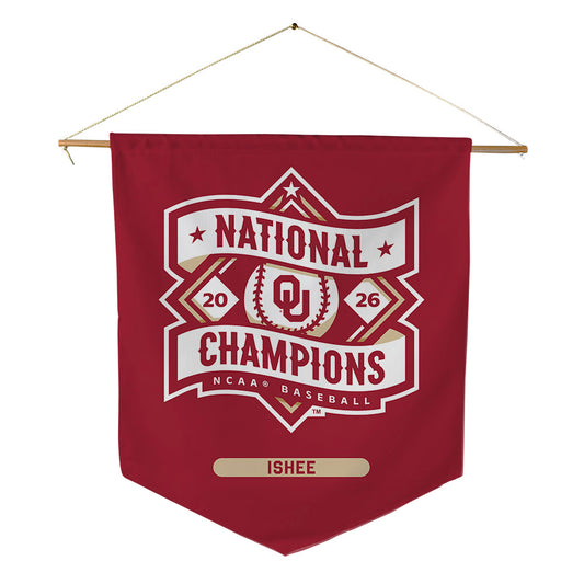 Oklahoma - NCAA Baseball : Parker Ishee - National Champions Pennant - 18" x 21"-0
