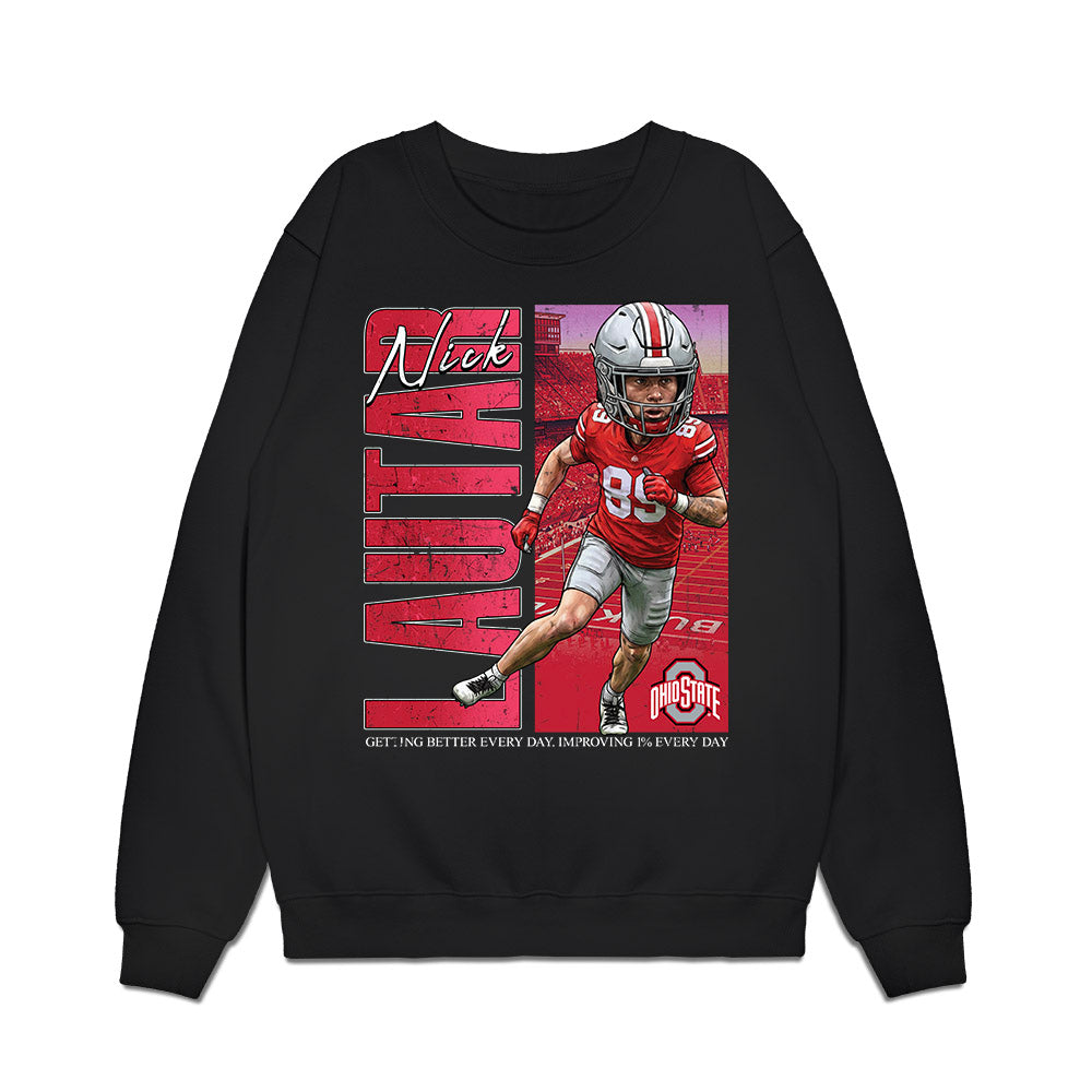 Ohio State - NCAA Football : Nick Lautar - Caricature Premium Crewneck Sweatshirt-0