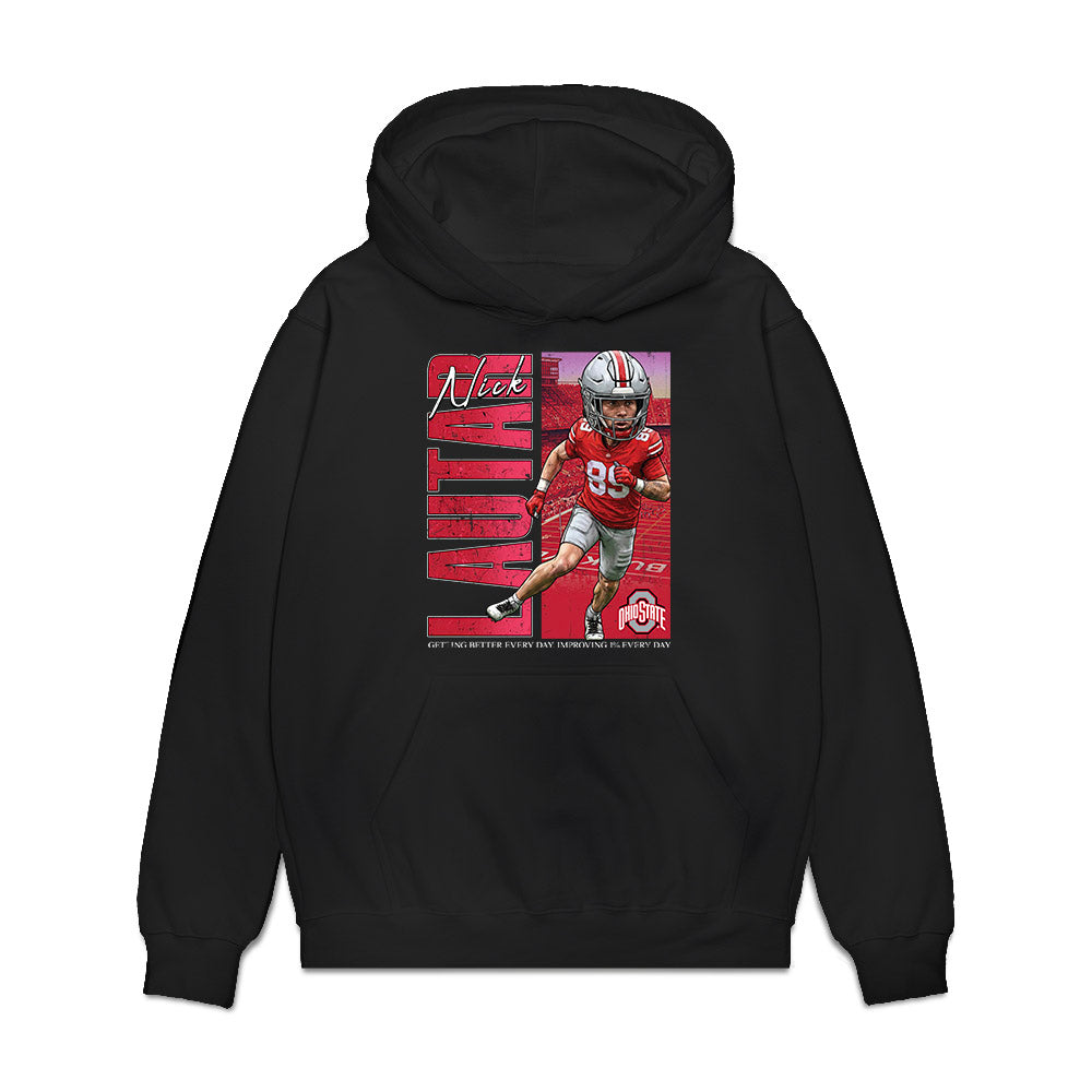 Ohio State - NCAA Football : Nick Lautar - Caricature Premium Hooded Sweatshirt-0