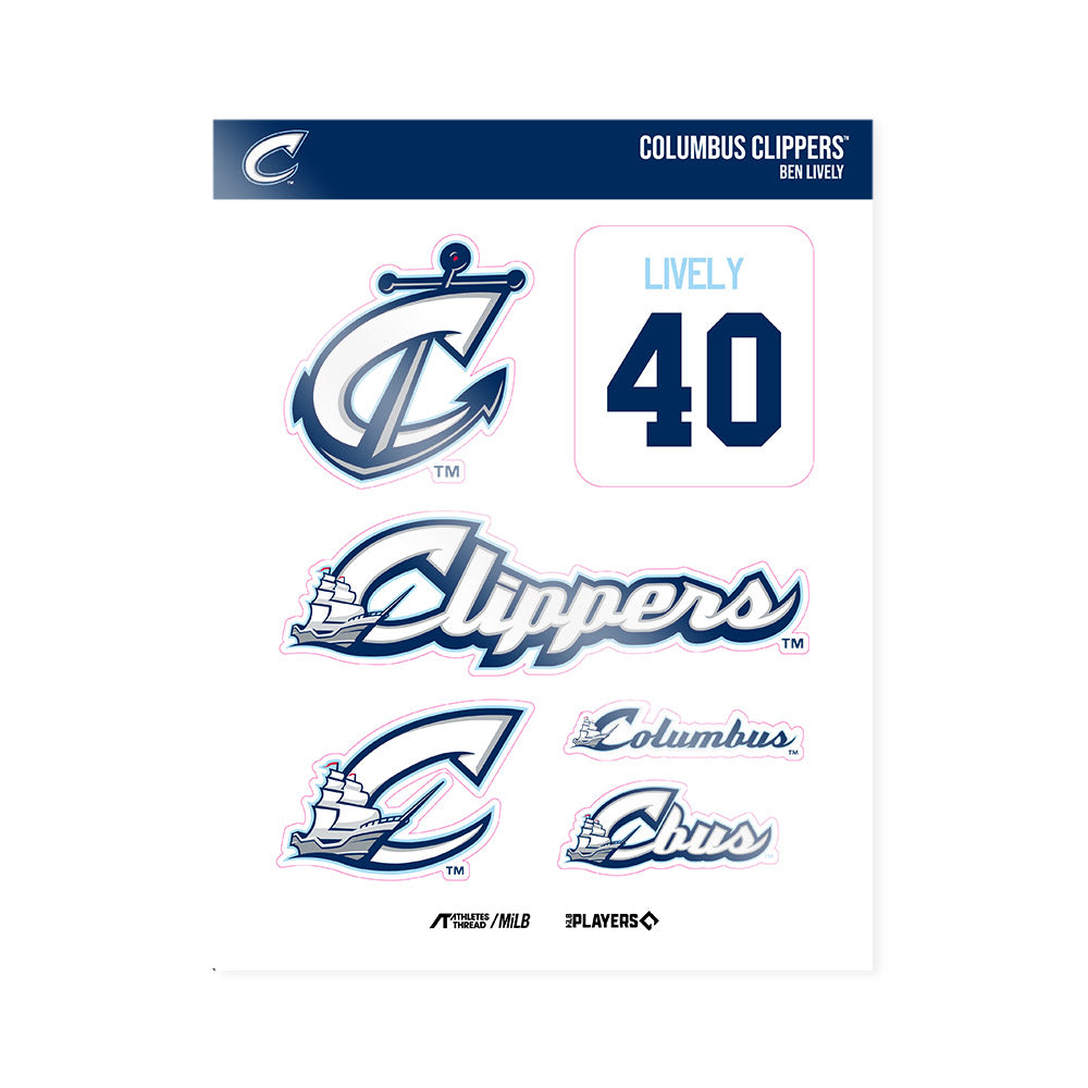 Columbus Clippers - MILB Baseball : Ben Lively - Sticker Sheet-0