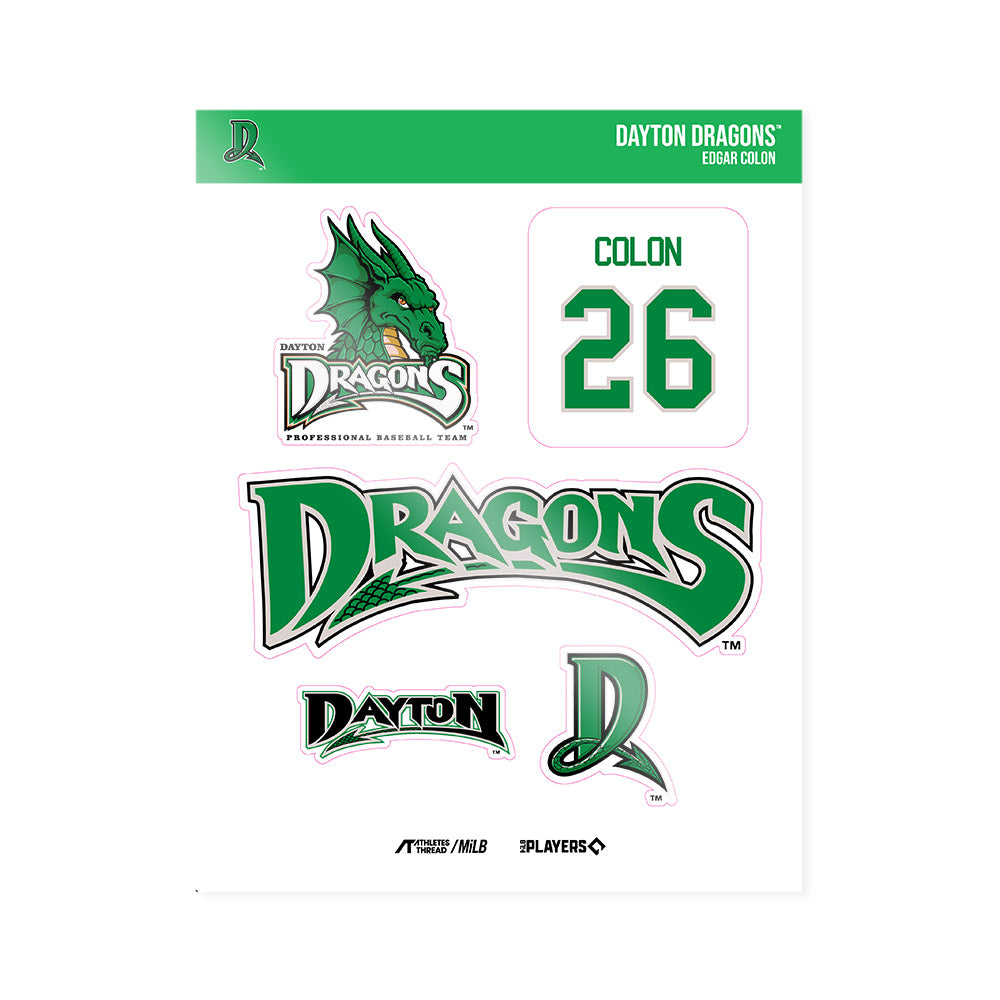 Dayton Dragons - MILB Baseball : Edgar Colon - Sticker Sheet-0