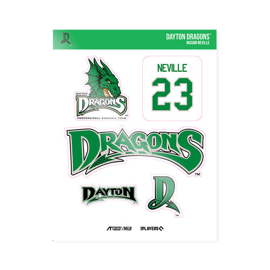 Dayton Dragons - MILB Baseball : Mason Neville - Sticker Sheet-0