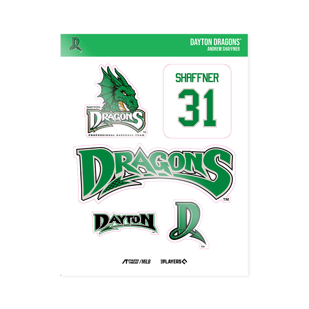 Dayton Dragons - MILB Baseball : Andrew Shaffner - Sticker Sheet-0