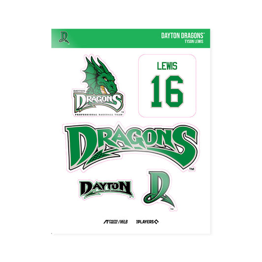 Dayton Dragons - MILB Baseball : Tyson Lewis - Sticker Sheet-0