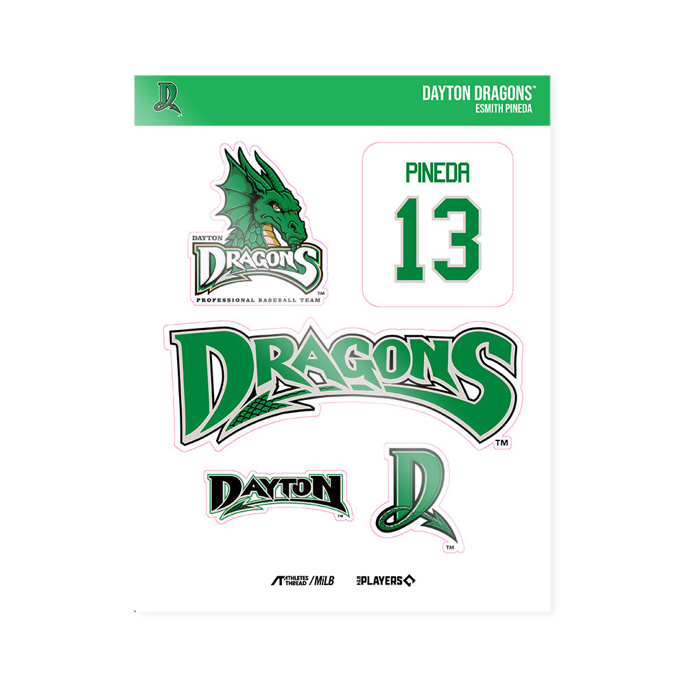 Dayton Dragons - MILB Baseball : Esmith Pineda - Sticker Sheet-0