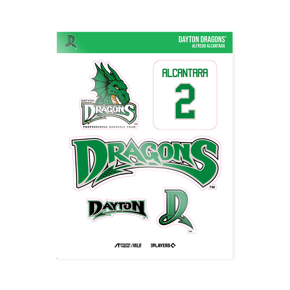 Dayton Dragons - MILB Baseball : Alfredo Alcantara - Sticker Sheet-0