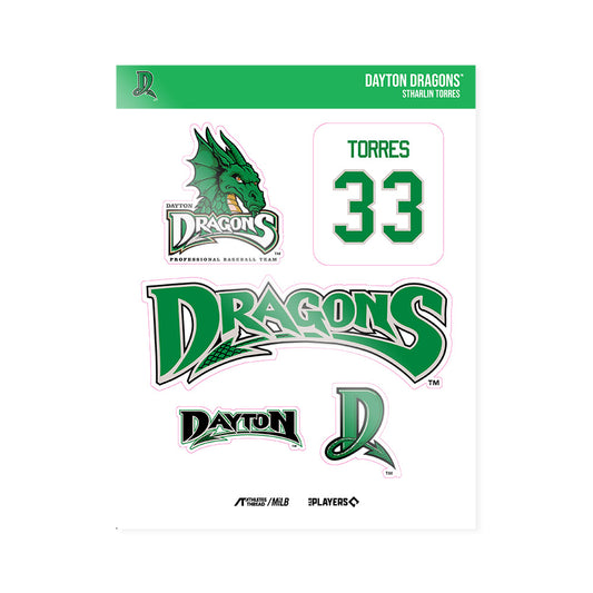 Dayton Dragons - MILB Baseball : Stharlin Torres - Sticker Sheet-0