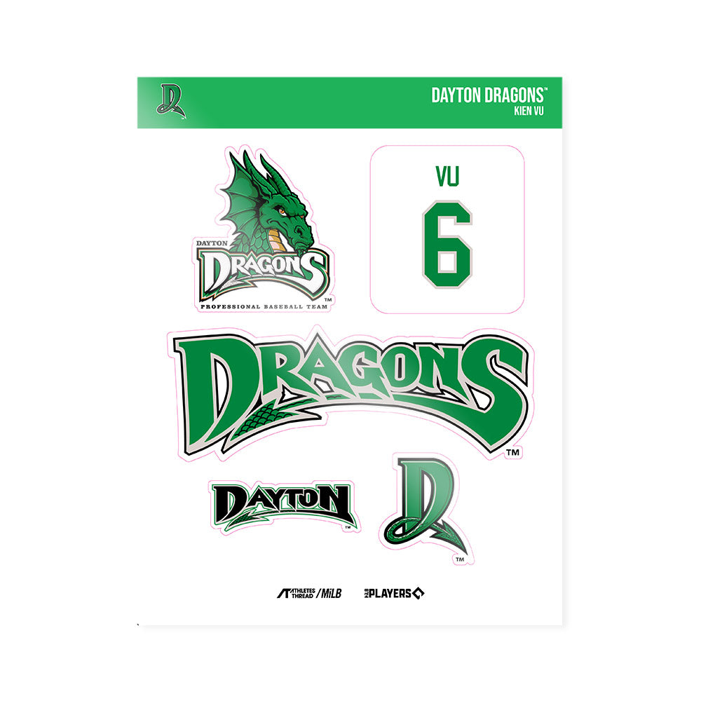 Dayton Dragons - MILB Baseball : Kien Vu - Sticker Sheet-0