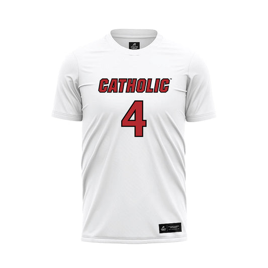 Catholic - NCAA Men's Soccer : Ellington Andrews - White Soccer Jersey-0