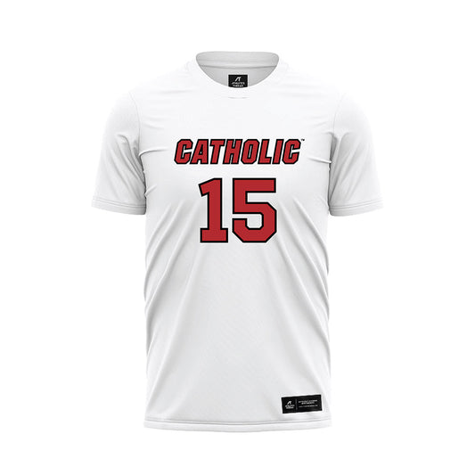 Catholic - NCAA Men's Soccer : Carson Shamoo - White Soccer Jersey-0
