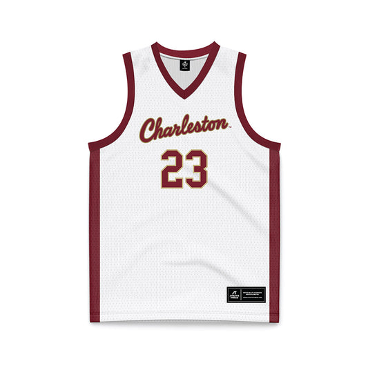 Charleston - NCAA Men's Basketball : Will Mortimore - White Basketball Jersey-0