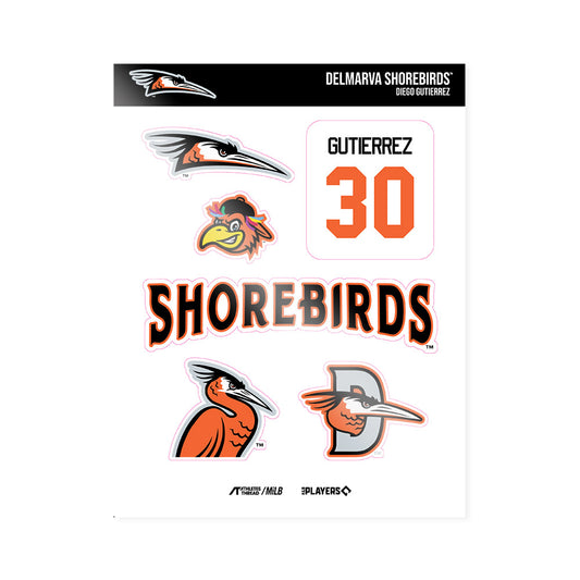 Delmarva Shorebirds - MILB Baseball : Diego Gutierrez - Sticker Sheet-0