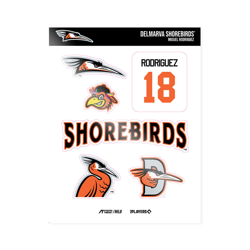 Delmarva Shorebirds - MILB Baseball : Miguel Rodriguez - Sticker Sheet-0