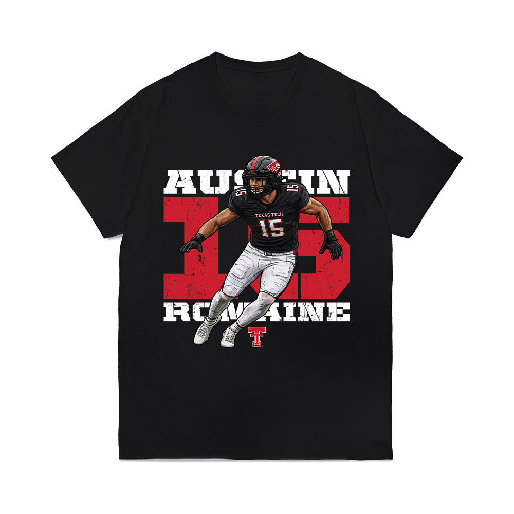 Texas Tech - NCAA Football : Austin Romaine - Collage Comfort Colors T-Shirt-0