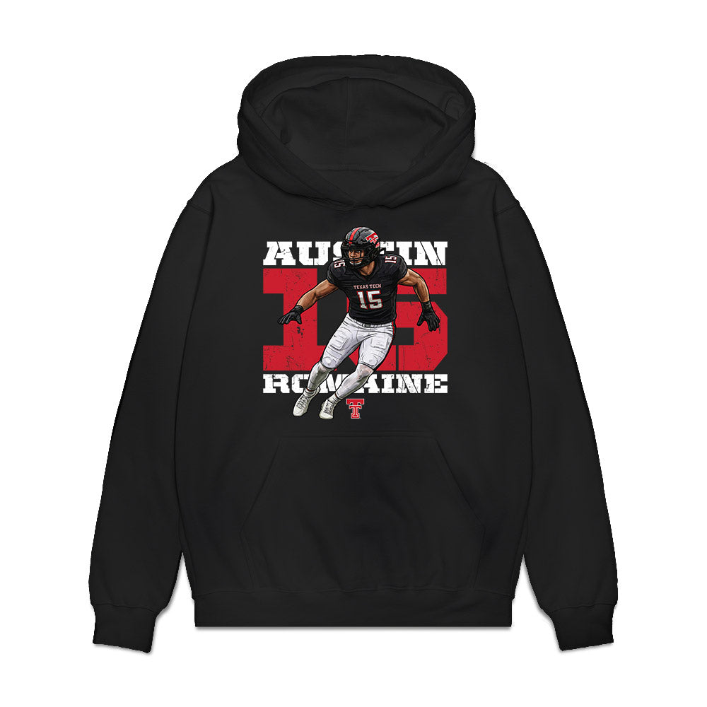 Texas Tech - NCAA Football : Austin Romaine - Collage Premium Hooded Sweatshirt-0