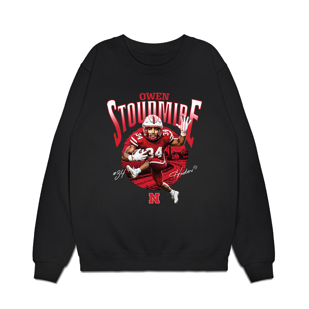Nebraska - NCAA Football : Owen Stoudmire - Caricature Premium Crewneck Sweatshirt-0