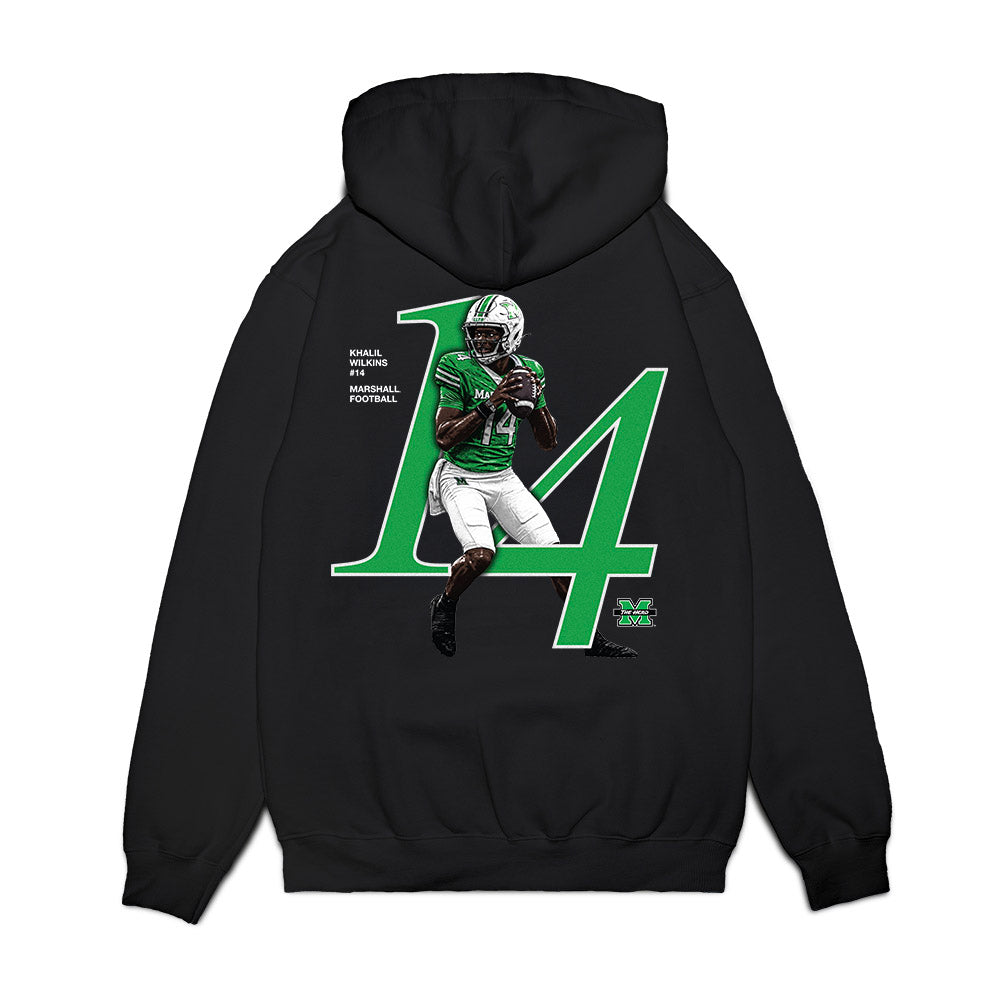 Marshall - NCAA Football : Khalil Wilkins - Graphic Premium Hooded Sweatshirt-1