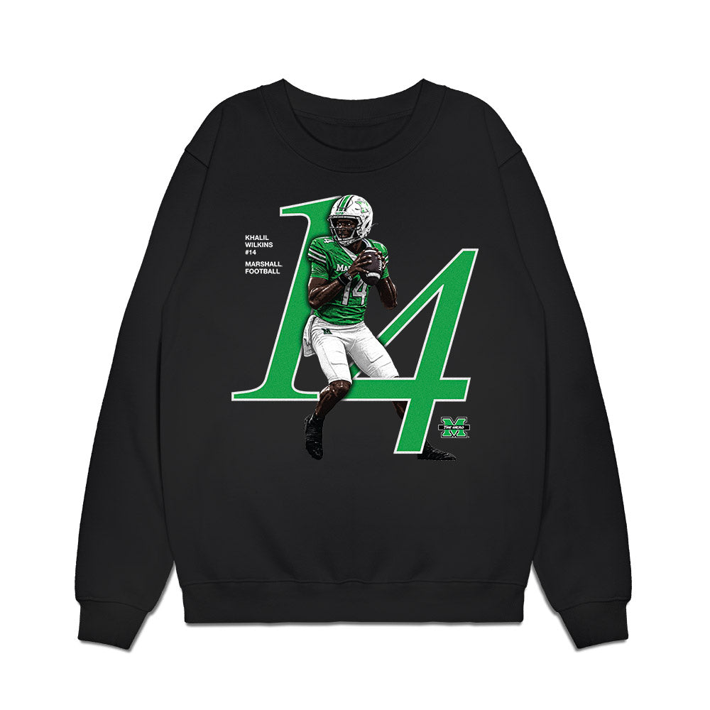 Marshall - NCAA Football : Khalil Wilkins - Graphic Premium Crewneck Sweatshirt-0