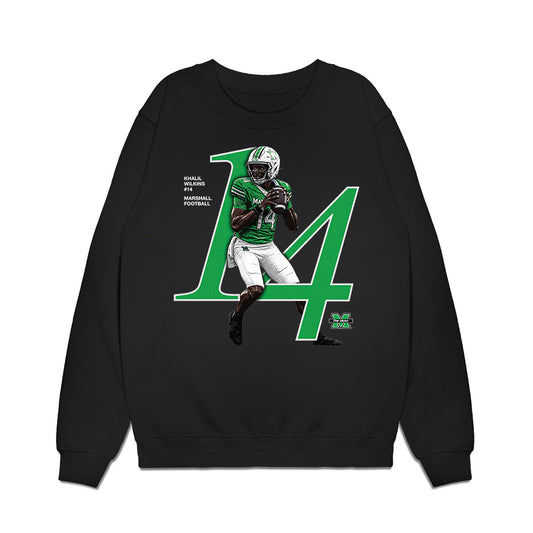 Marshall - NCAA Football : Khalil Wilkins - Graphic Premium Crewneck Sweatshirt-0