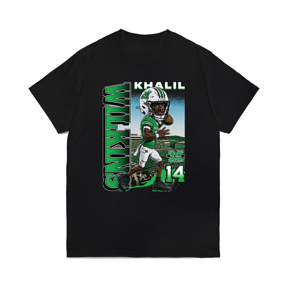 Marshall - NCAA Football : Khalil Wilkins - Caricature Comfort Colors T-Shirt-0