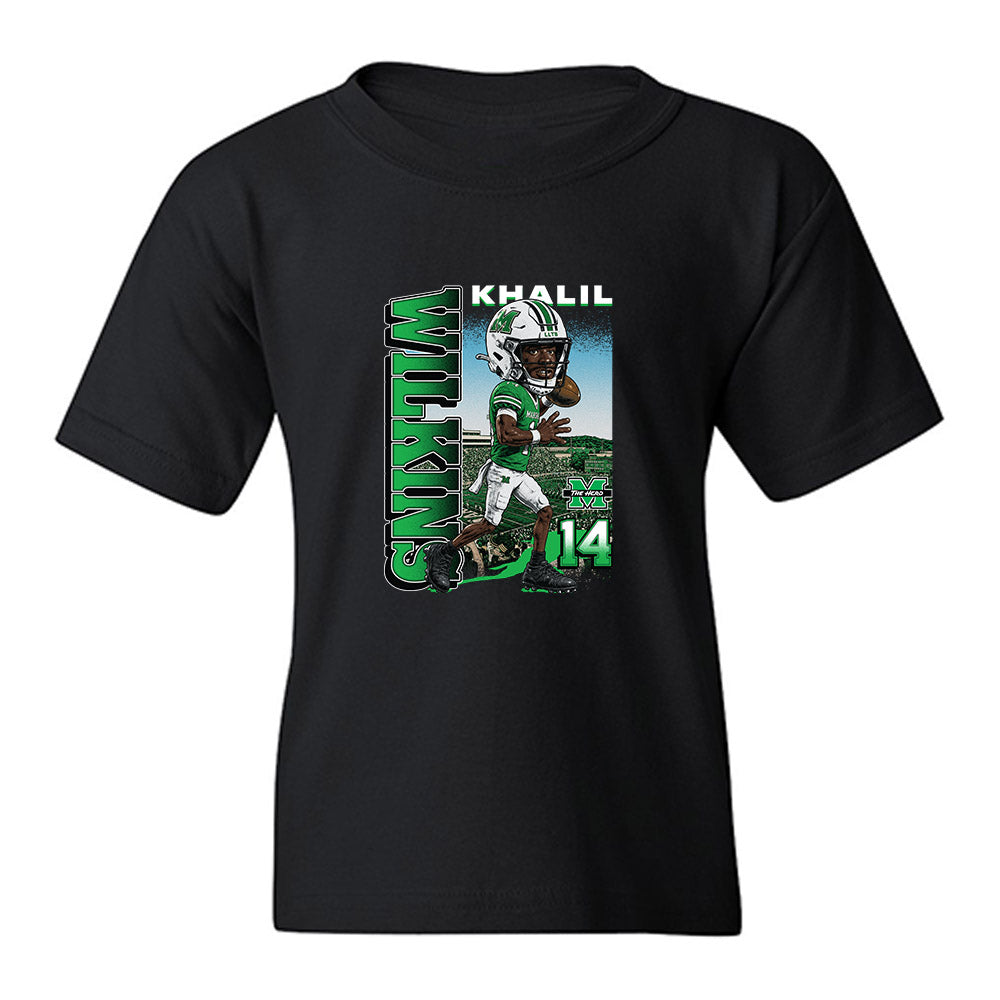 Marshall - NCAA Football : Khalil Wilkins - Caricature Youth T-Shirt-0