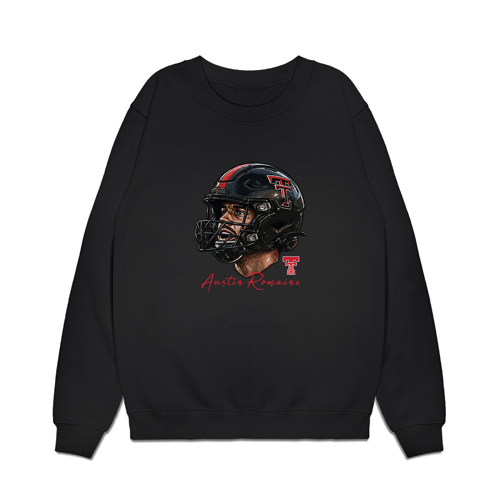 Texas Tech - NCAA Football : Austin Romaine - Game Face Premium Crewneck Sweatshirt-0