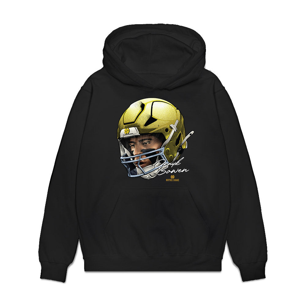 Notre Dame - NCAA Football : Drayk Bowen - Game Face Premium Hooded Sweatshirt-0