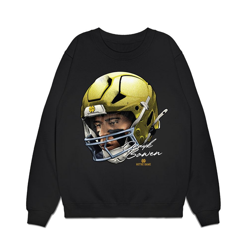 Notre Dame - NCAA Football : Drayk Bowen - Game Face Premium Crewneck Sweatshirt-0