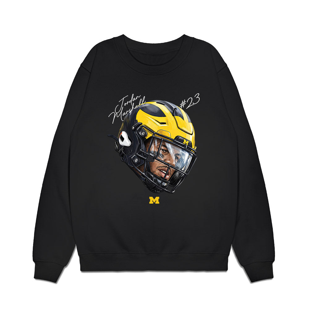 Michigan - NCAA Football : Jordan Marshall - Game Face Premium Crewneck Sweatshirt-0