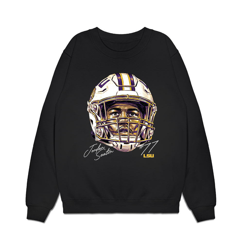 LSU - NCAA Football : Jordan Seaton - Game Face Premium Crewneck Sweatshirt-0