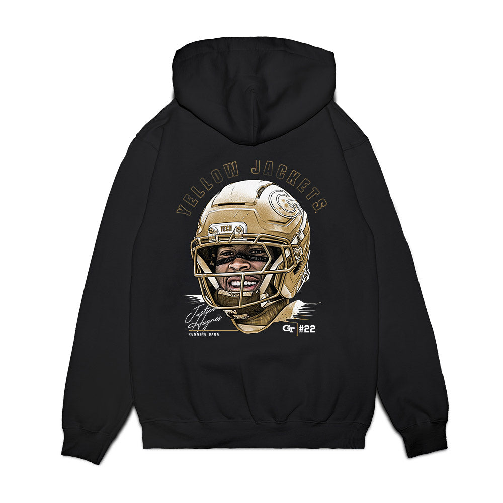 Georgia Tech - NCAA Football : Justice Haynes - Game Face Premium Hooded Sweatshirt-1