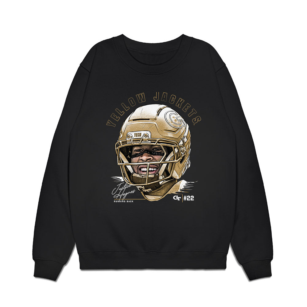 Georgia Tech - NCAA Football : Justice Haynes - Game Face Premium Crewneck Sweatshirt-0