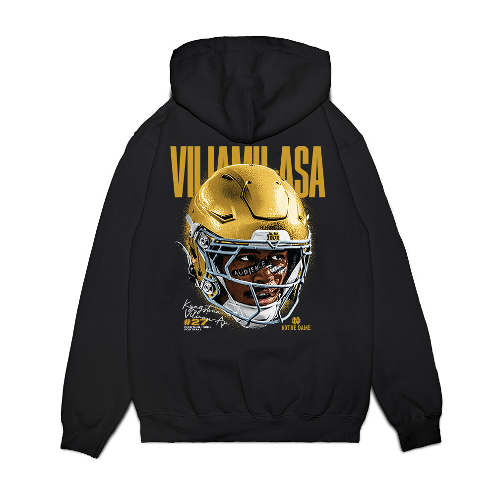 Notre Dame - NCAA Football : Kyngstonn Viliamu-Asa - Game Face Premium Hooded Sweatshirt-1