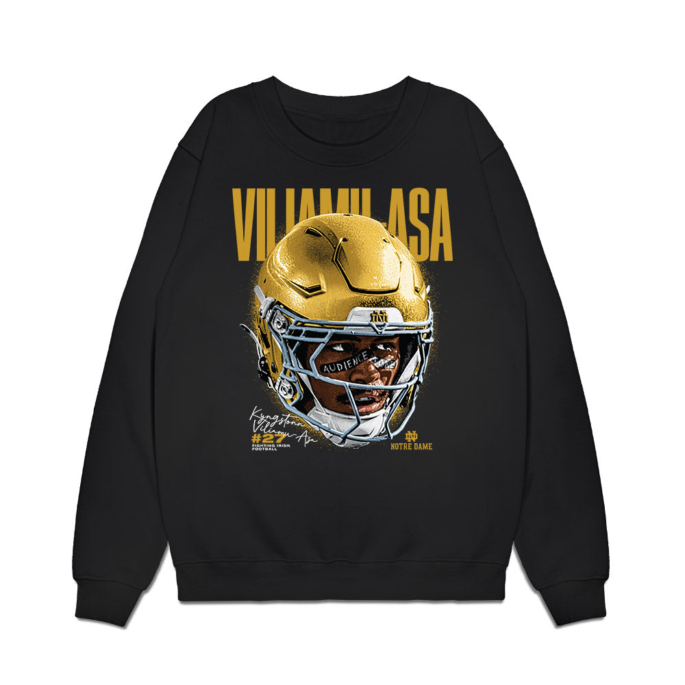 Notre Dame - NCAA Football : Kyngstonn Viliamu-Asa - Game Face Premium Crewneck Sweatshirt-0