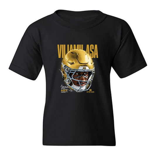 Notre Dame - NCAA Football : Kyngstonn Viliamu-Asa - Game Face Youth T-Shirt-0