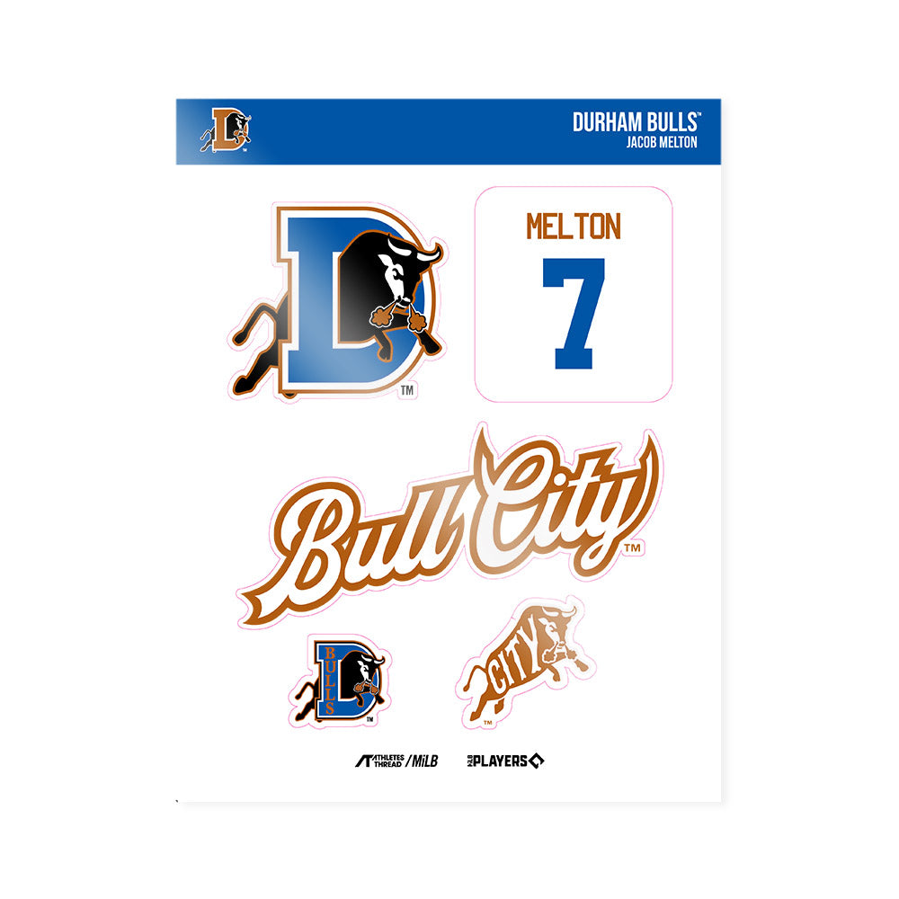 Durham Bulls - MILB Baseball : Jacob Melton - Sticker Sheet-0