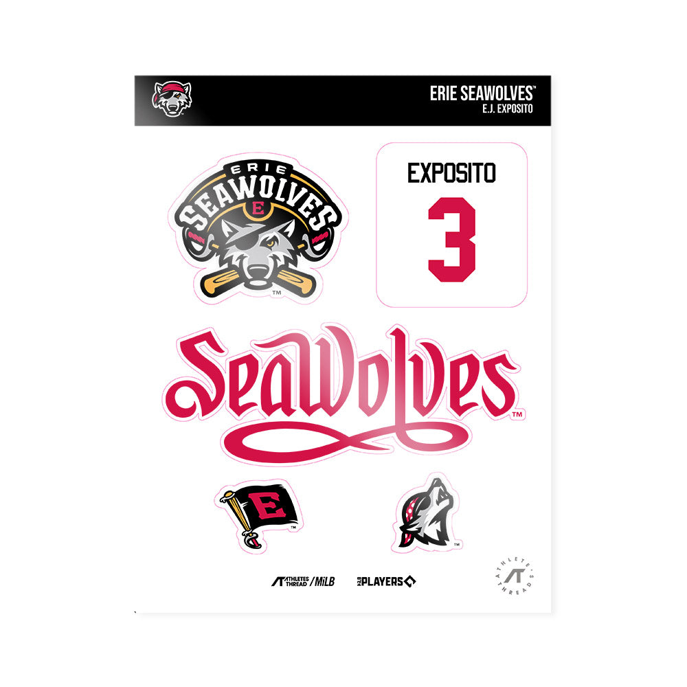 Erie SeaWolves - MILB Baseball : E.J. Exposito - Sticker Sheet-0