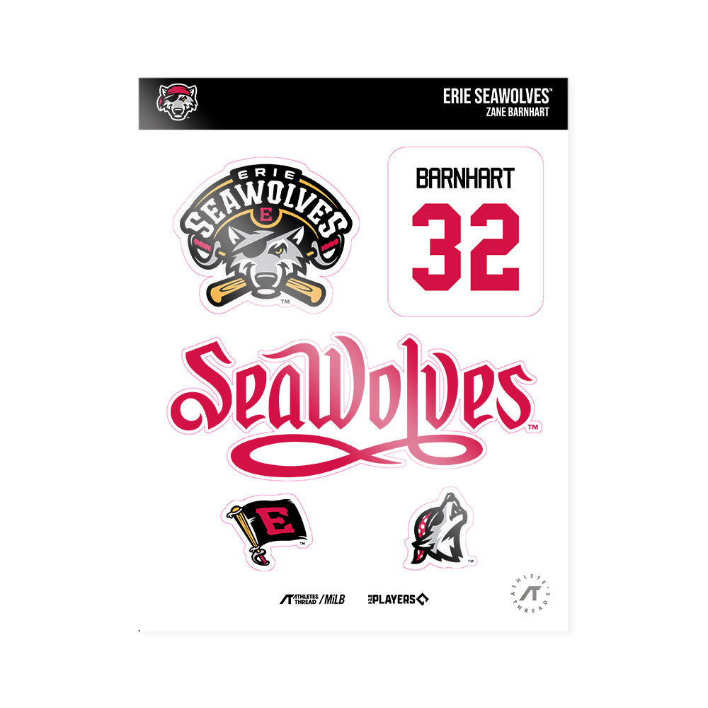 Erie SeaWolves - MILB Baseball : Zane Barnhart - Sticker Sheet-0