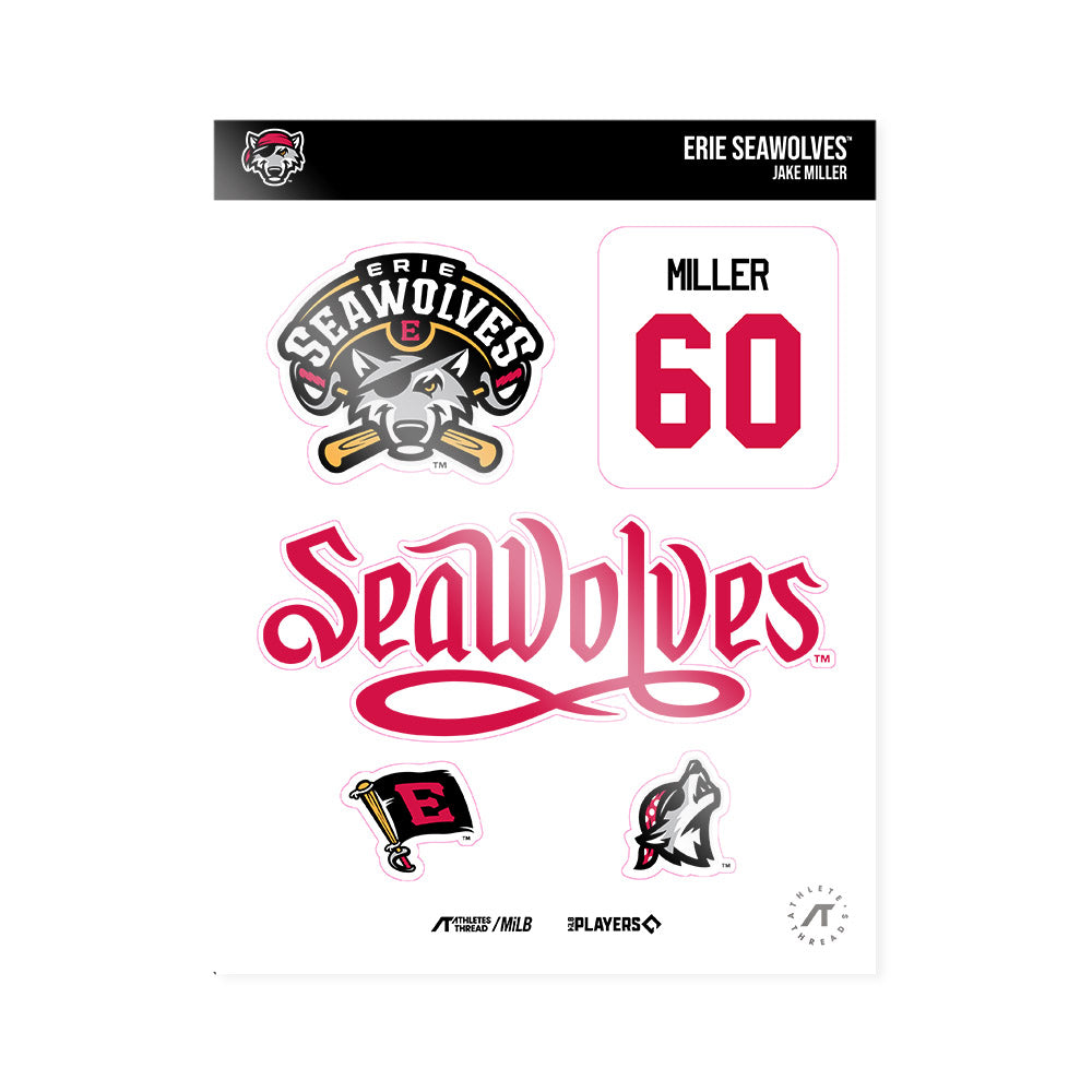Erie SeaWolves - MILB Baseball : Jake Miller - Sticker Sheet-0