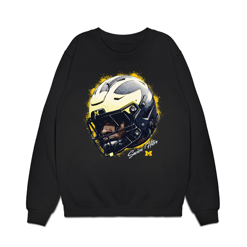 Michigan - NCAA Football : Savion Hiter - Game Face Premium Crewneck Sweatshirt-0
