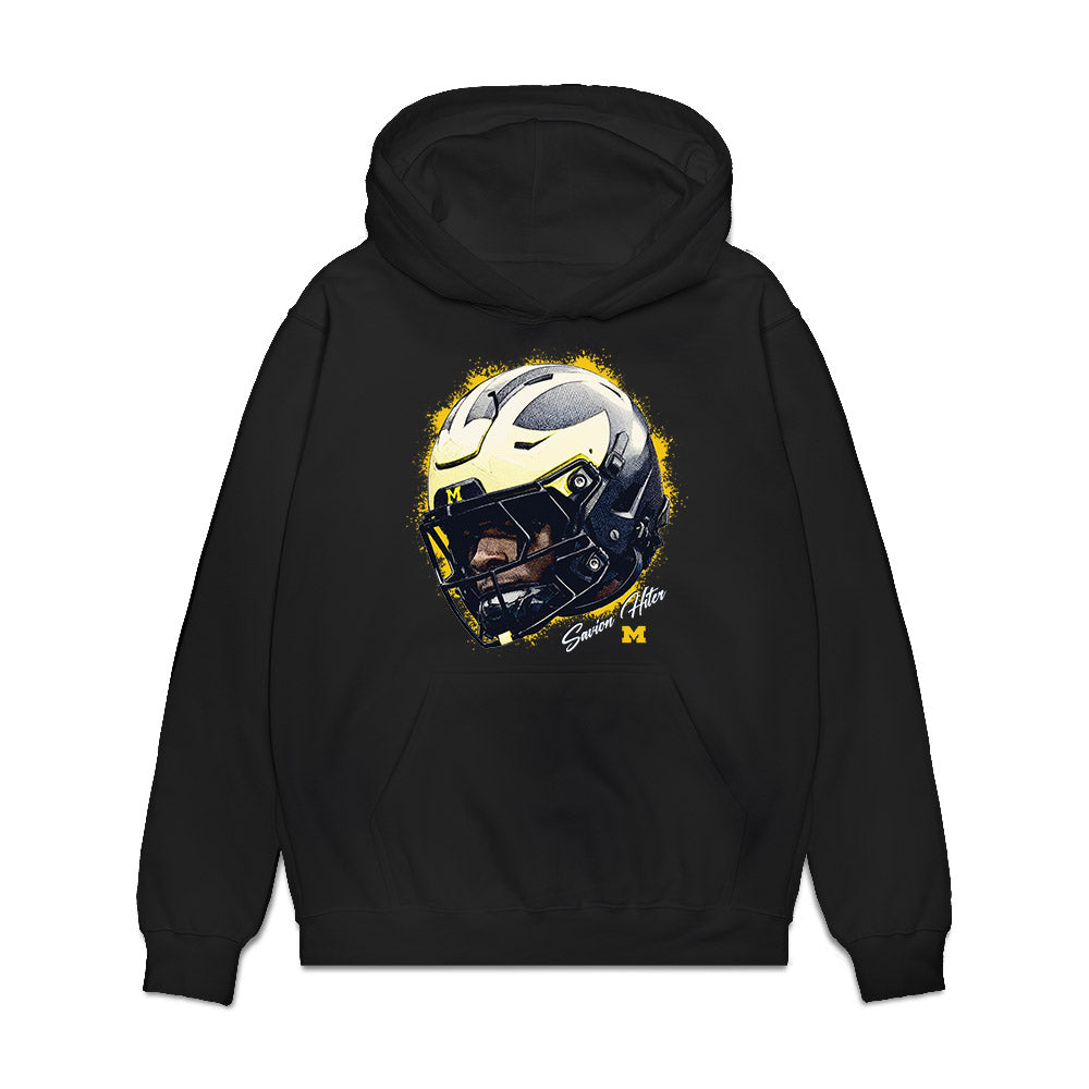 Michigan - NCAA Football : Savion Hiter - Game Face Premium Hooded Sweatshirt-0