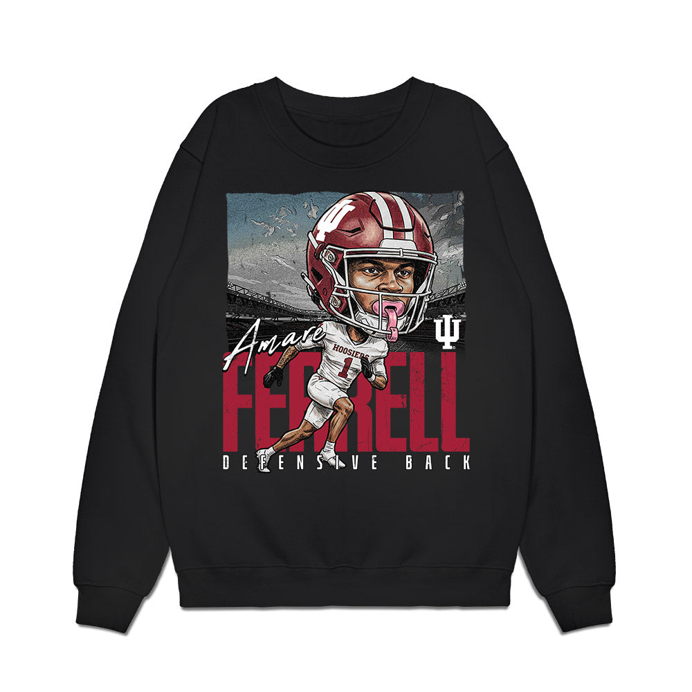 Indiana - NCAA Football : Amare Ferrell - Caricature Premium Crewneck Sweatshirt-0