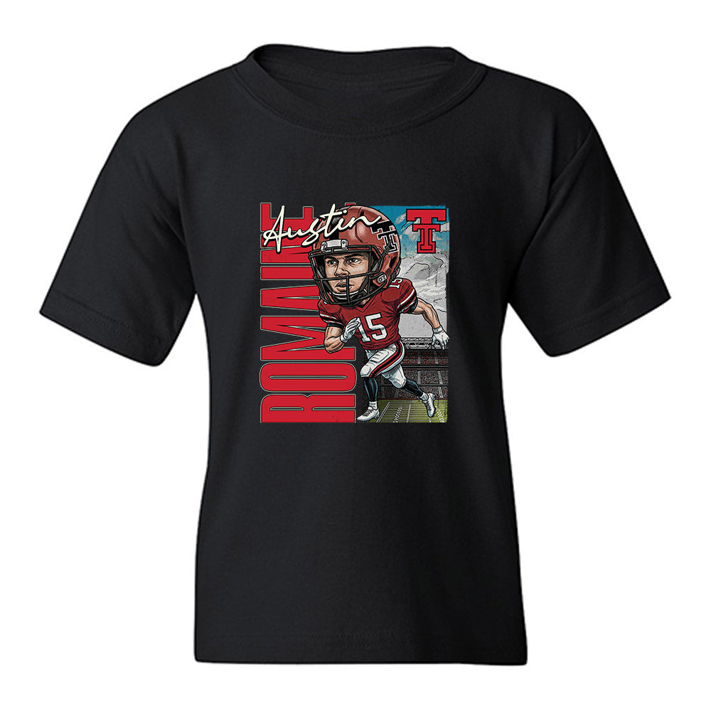 Texas Tech - NCAA Football : Austin Romaine - Caricature Youth T-Shirt-0