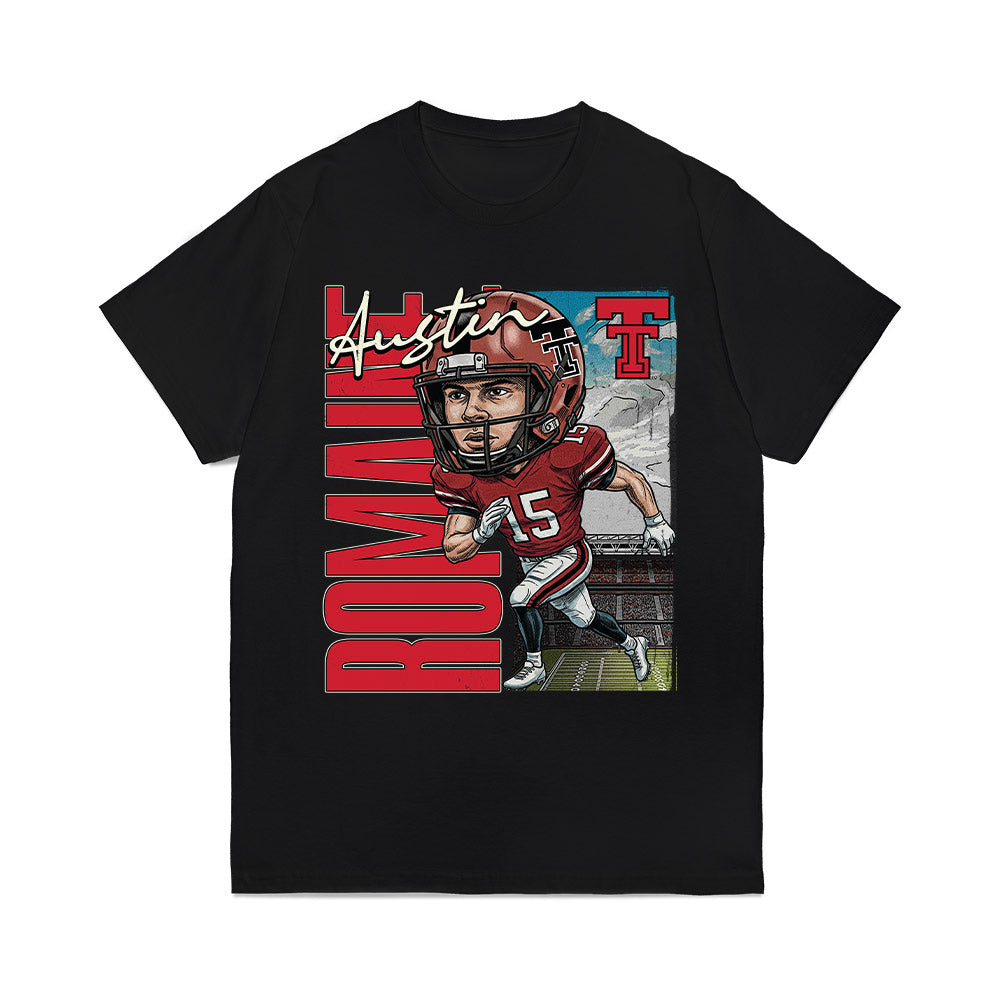 Texas Tech - NCAA Football : Austin Romaine - Caricature Comfort Colors T-Shirt-0