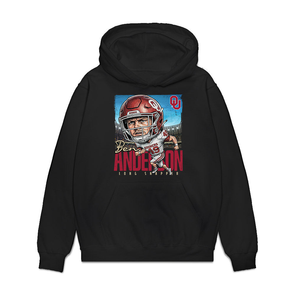 Oklahoma - NCAA Football : Ben Anderson - Caricature Premium Hooded Sweatshirt-0