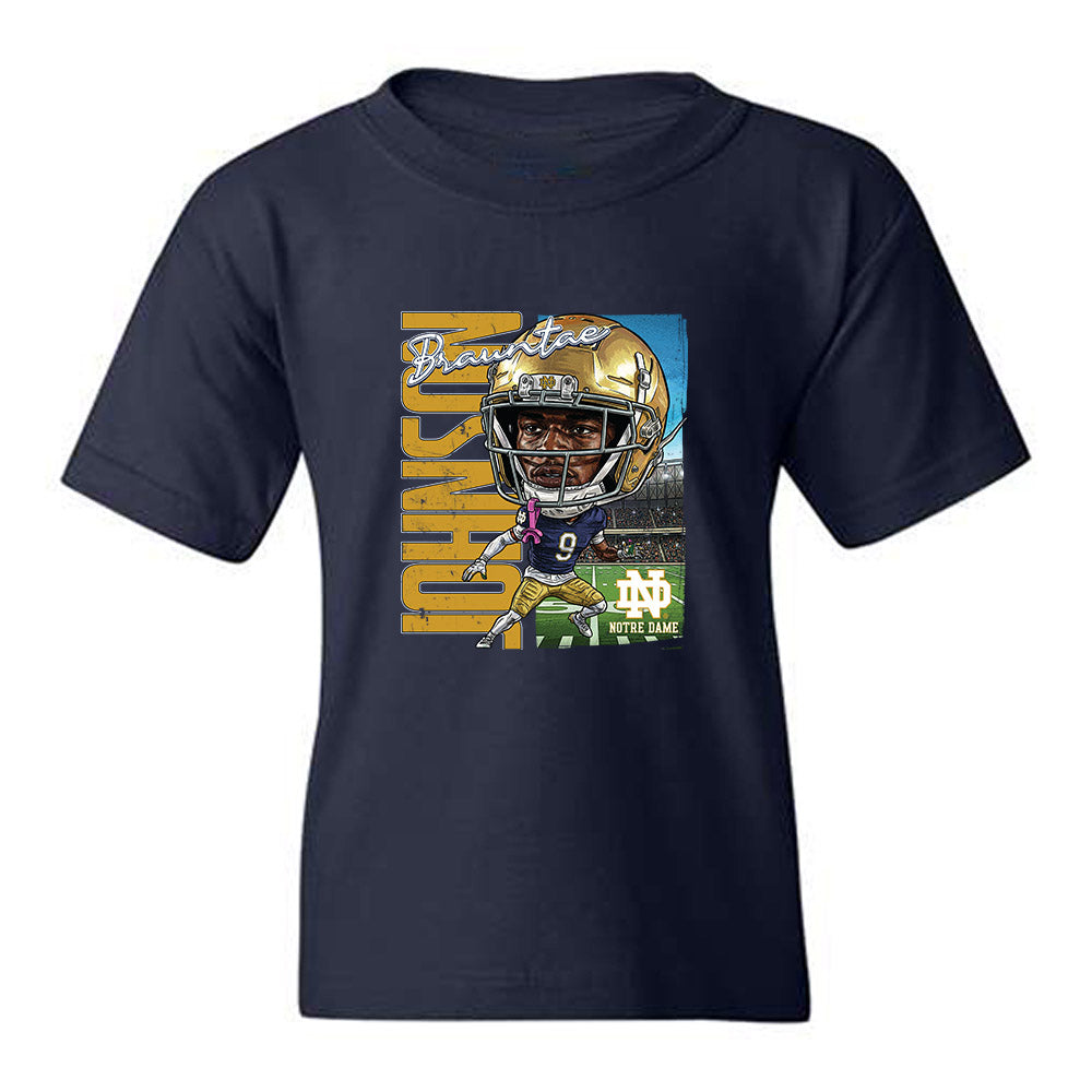 Notre Dame - NCAA Football : Brauntae Johnson - Caricature Youth T-Shirt-0