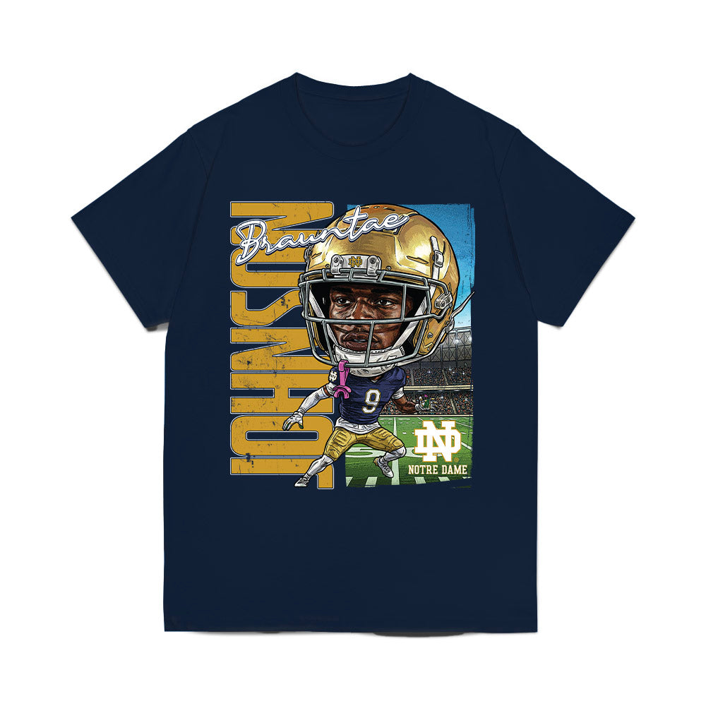 Notre Dame - NCAA Football : Brauntae Johnson - Caricature Comfort Colors T-Shirt-0