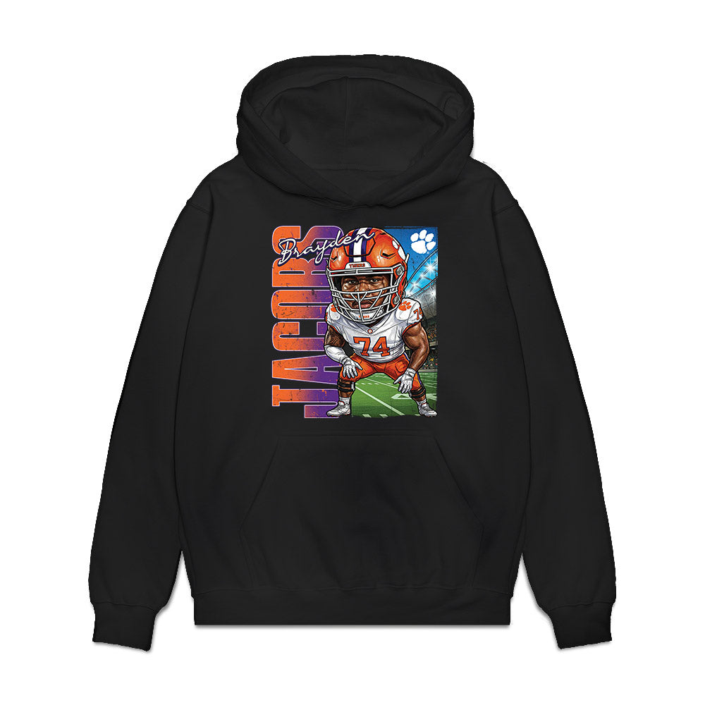 Clemson - NCAA Football : Brayden Jacobs - Caricature Premium Hooded Sweatshirt-0