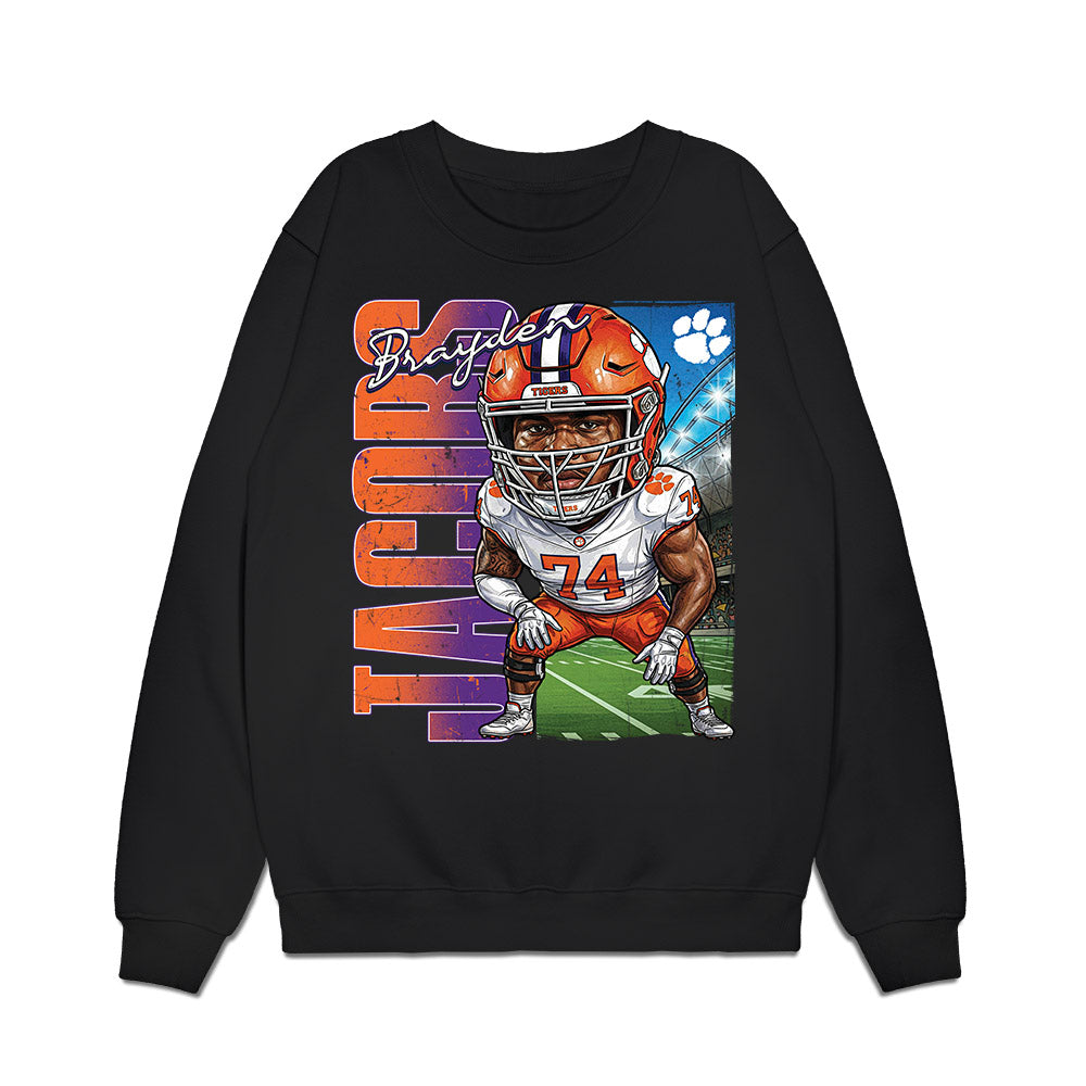 Clemson - NCAA Football : Brayden Jacobs - Caricature Premium Crewneck Sweatshirt-0